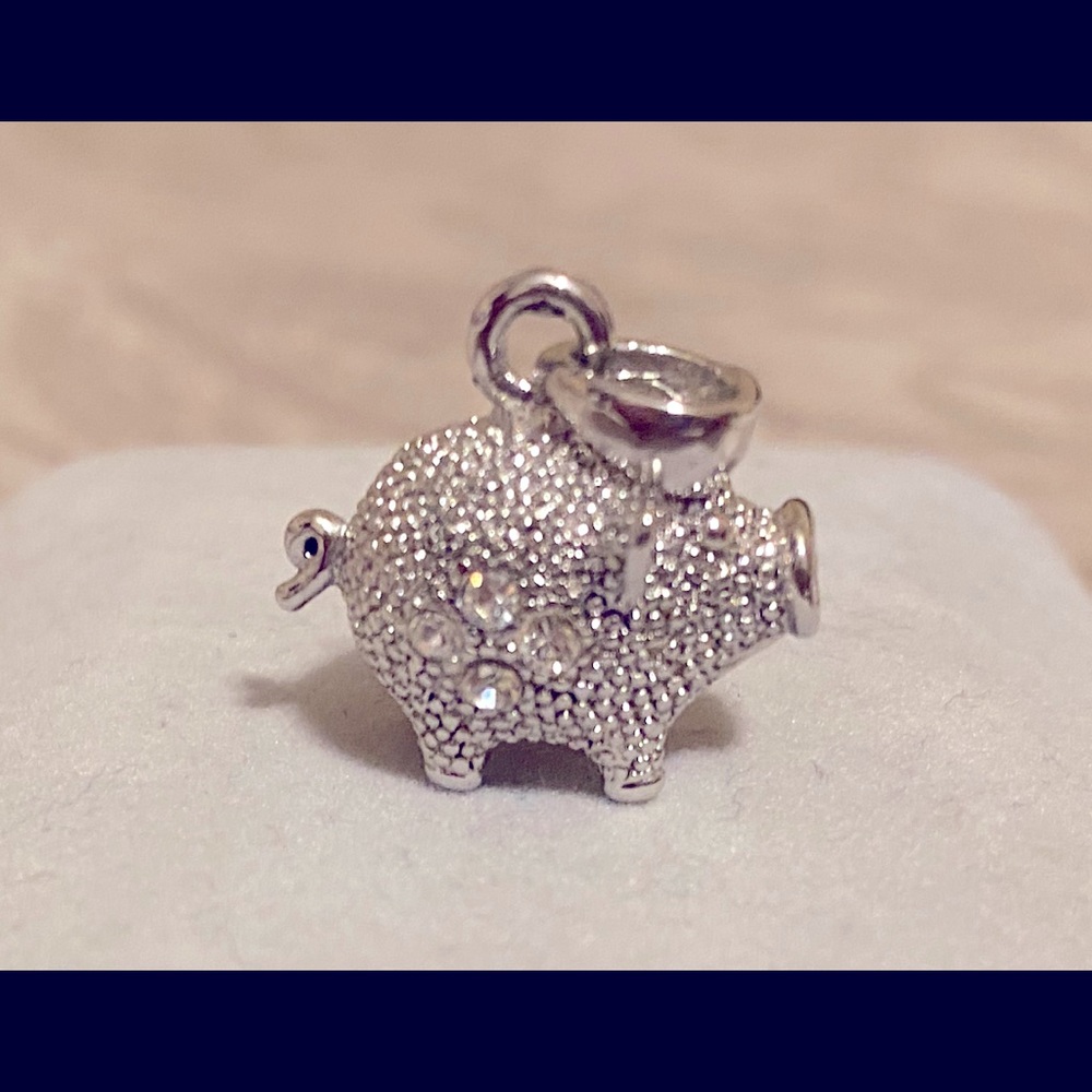 Sterling Silver CZ Pig Pendant